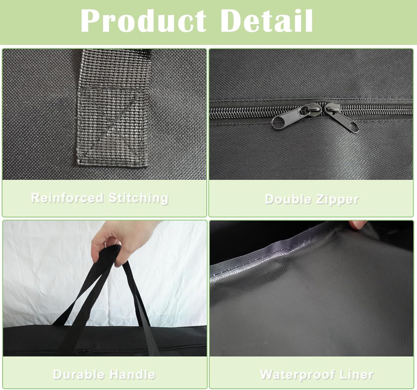 Folding Table Storage Bag, 25" D X 25" W X4.5 H Waterproof Heavy Duty Carrying Bag for 4ft Folding Tables, Picnic/Camp Tables Cover with Durable Zipper & Shoulder Strap, Black