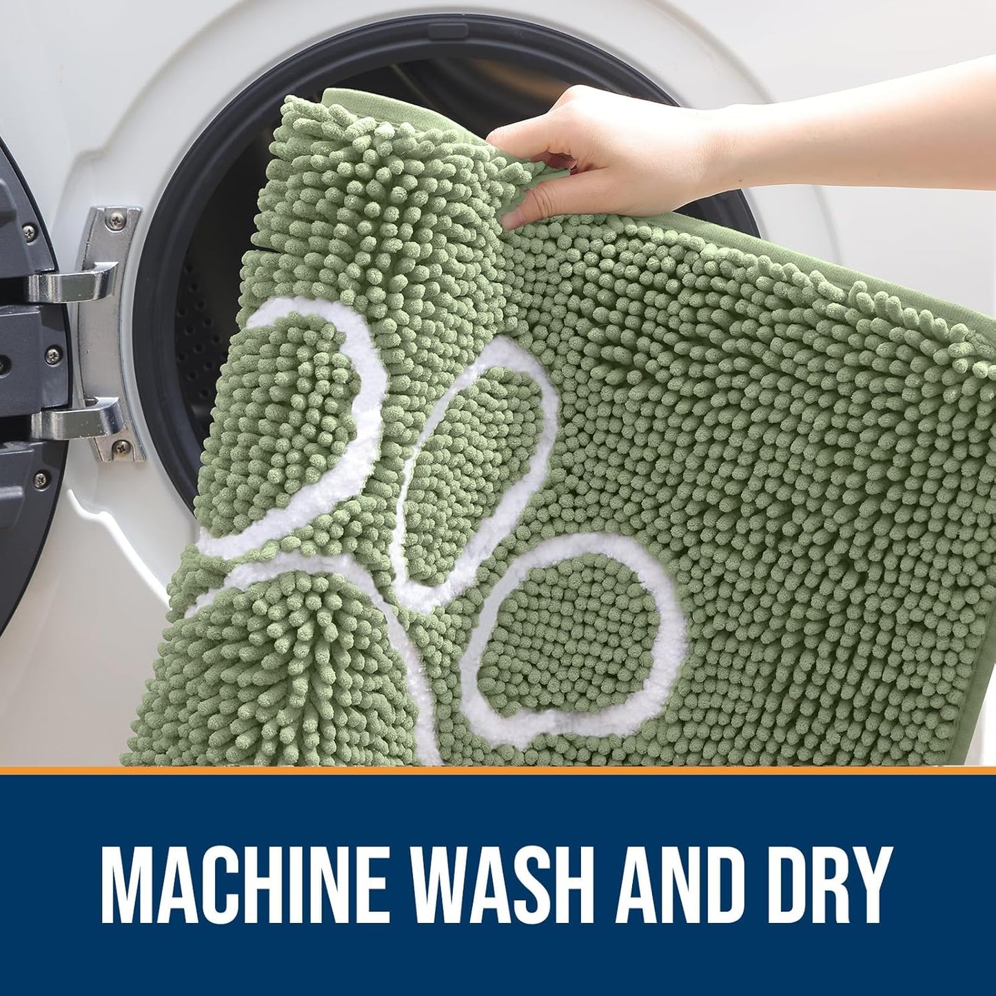 OLANLY Door Mat for Muddy Dog Paws 24x16, Ultra Absorbent Chenille Mud Doormat with Paw Print Design, Non-Slip Washable Doormat for Indoor Entryway, Quick-Dry Pet Bed Mats for Dirty Dogs, Sage Green