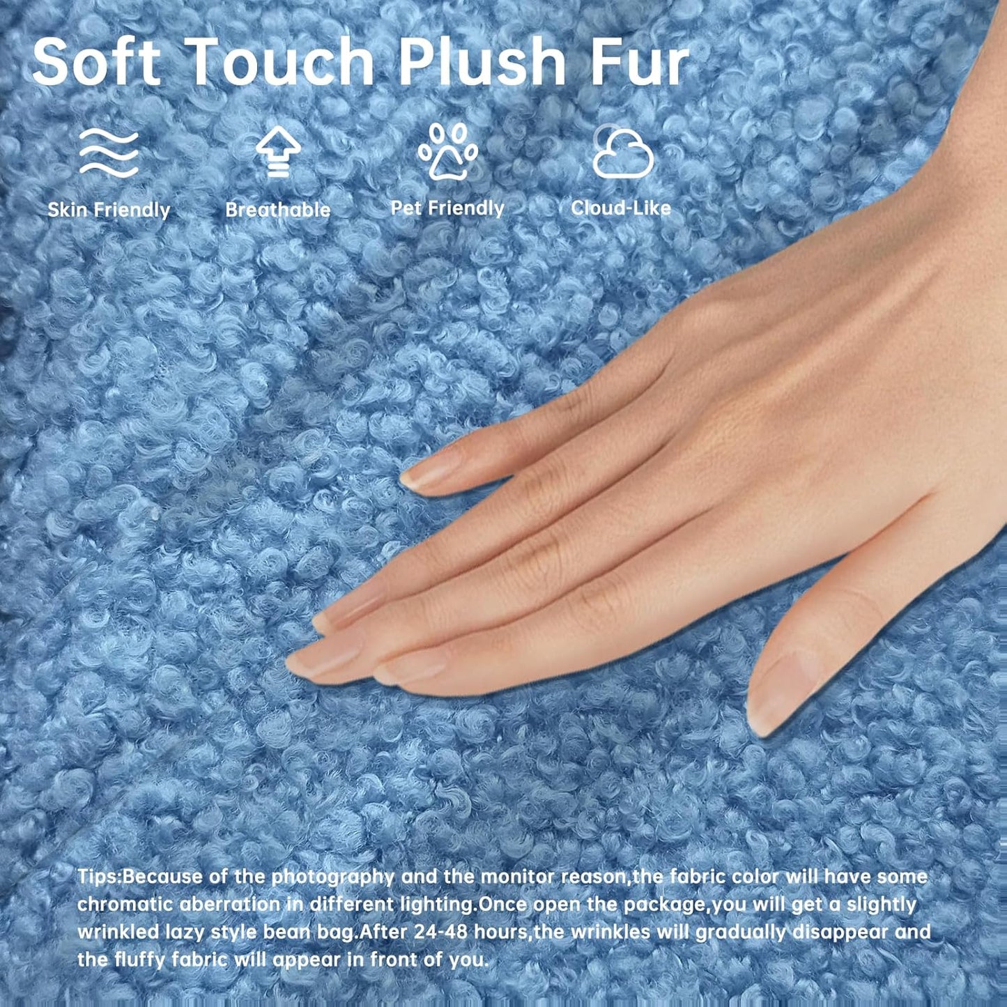 Bean Bag Chairs for Adults, BeanBag Reading Chair Memory Foam Couch, Floor Chair Soft Teddy Material, Comfy Reading Nook Chairs for Bedroom Living Room Office