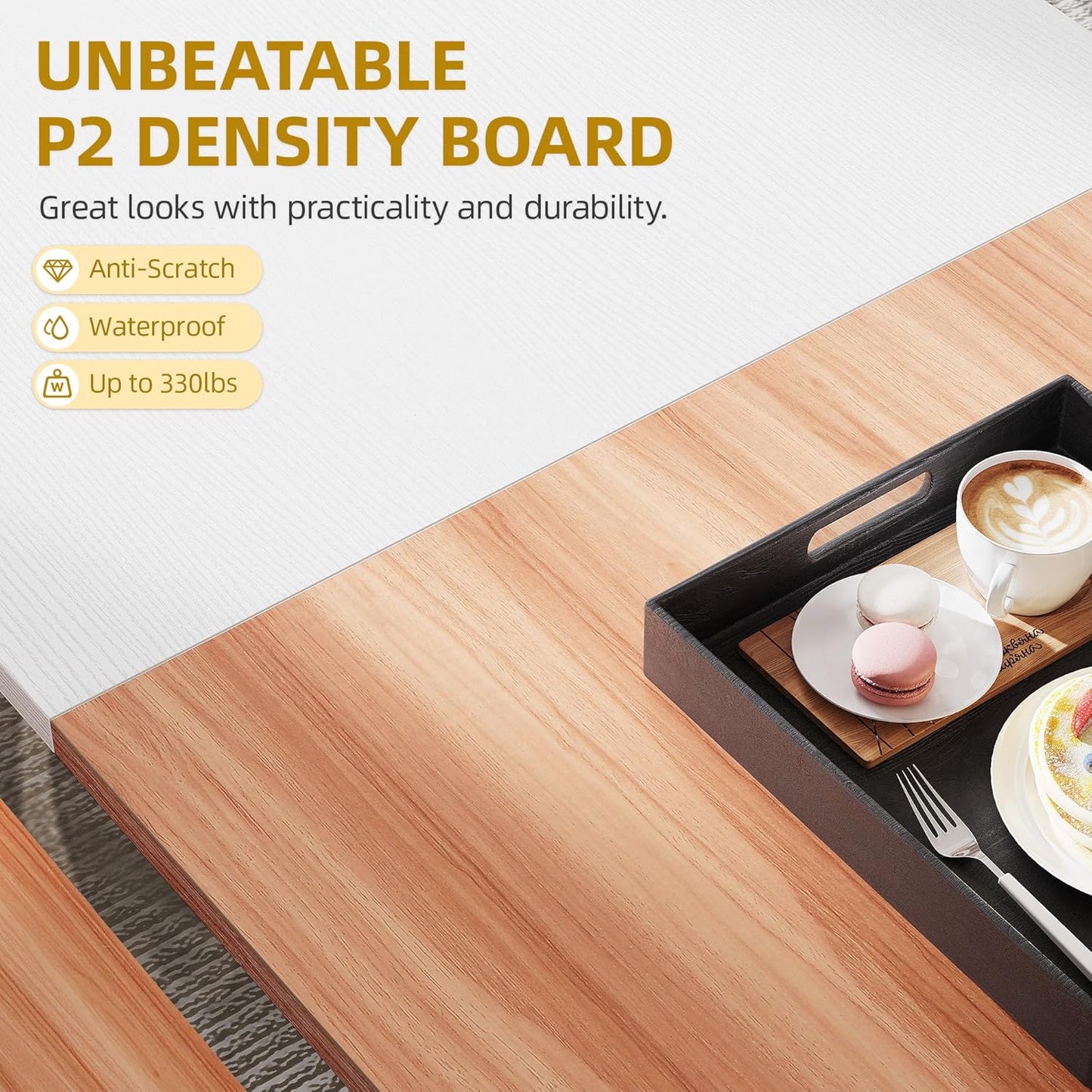 DWVO 3-Piece Dining Table Set for 6-8 People 63" Kitchen Table with 2 Benches Rectangular Farmhouse Dining Room Table Set for Home Kitchen Restaurant Apartment Walnut