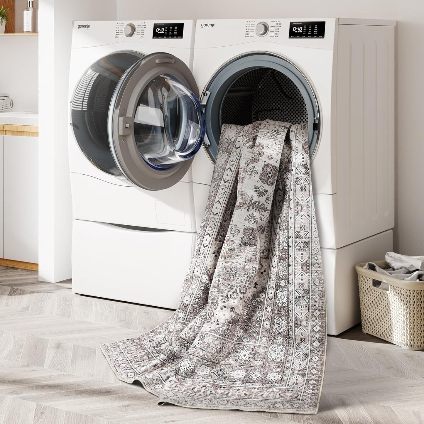 zesthome 2x6 Runner Rug for Hallways, Machine Washable Rug, Non Slip Vintage Low Pile Runners, Stain Resistant Runners for Entryway, Kitchen, Bathroom, Laundry Room, Corridor