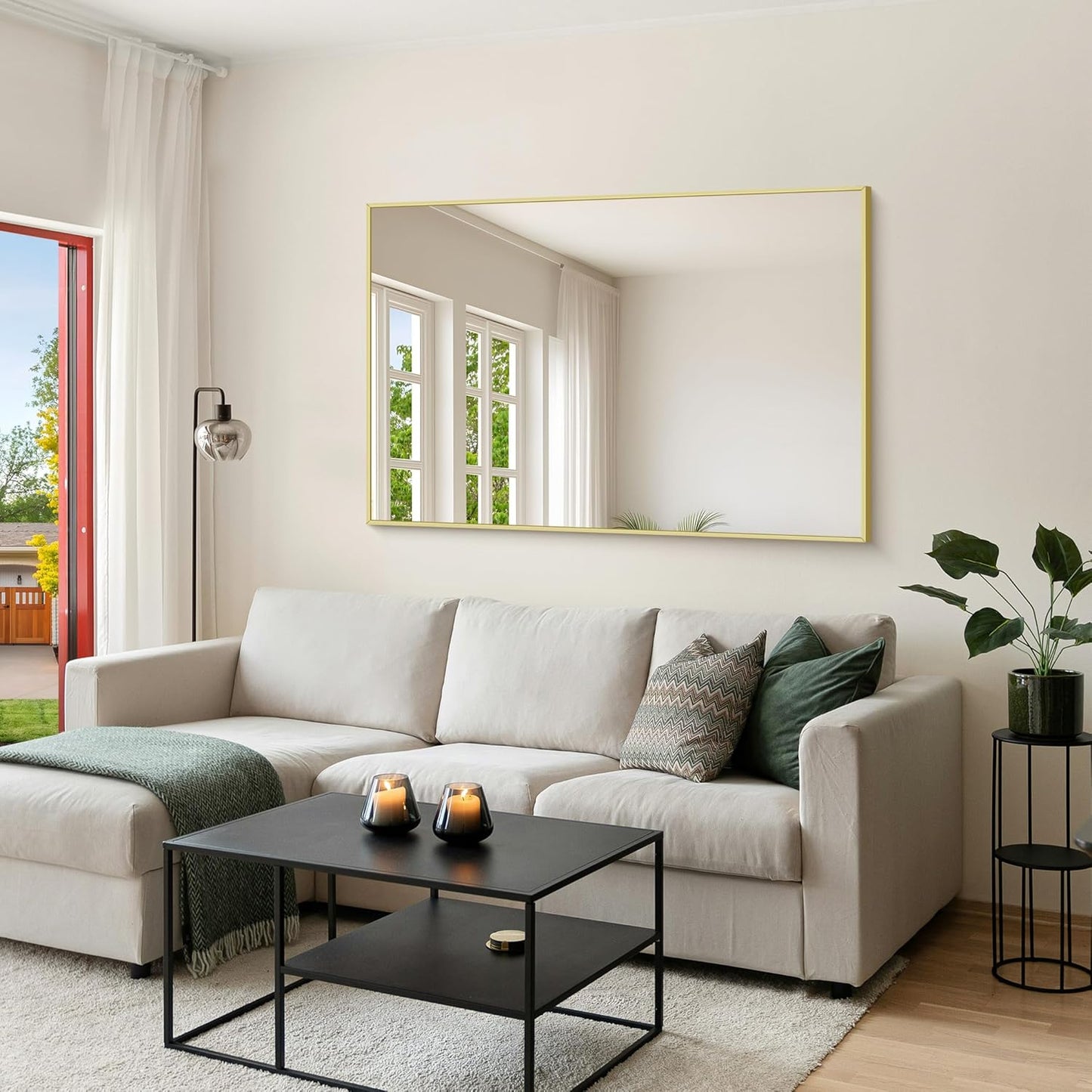 KOCUUY Large Gold Bathroom Mirror, 55x36 inch Rectangular Mirror for Bathroom Sink, Oversized Wall Mirror with Metal Gold Frame for Living Room, Farmhouse, Entryway, Hang Horizontal/Vertical