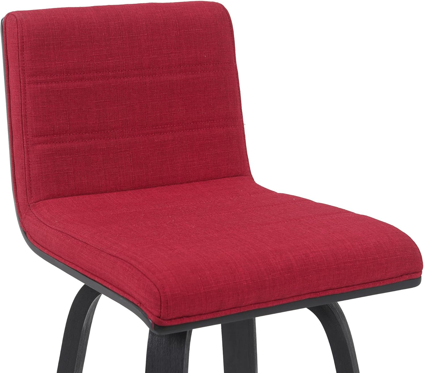 Armen Living Vienna Modern Swivel 26" Counter Height Barstool with Red Fabric Upholstered Seat and Black Wood Finish