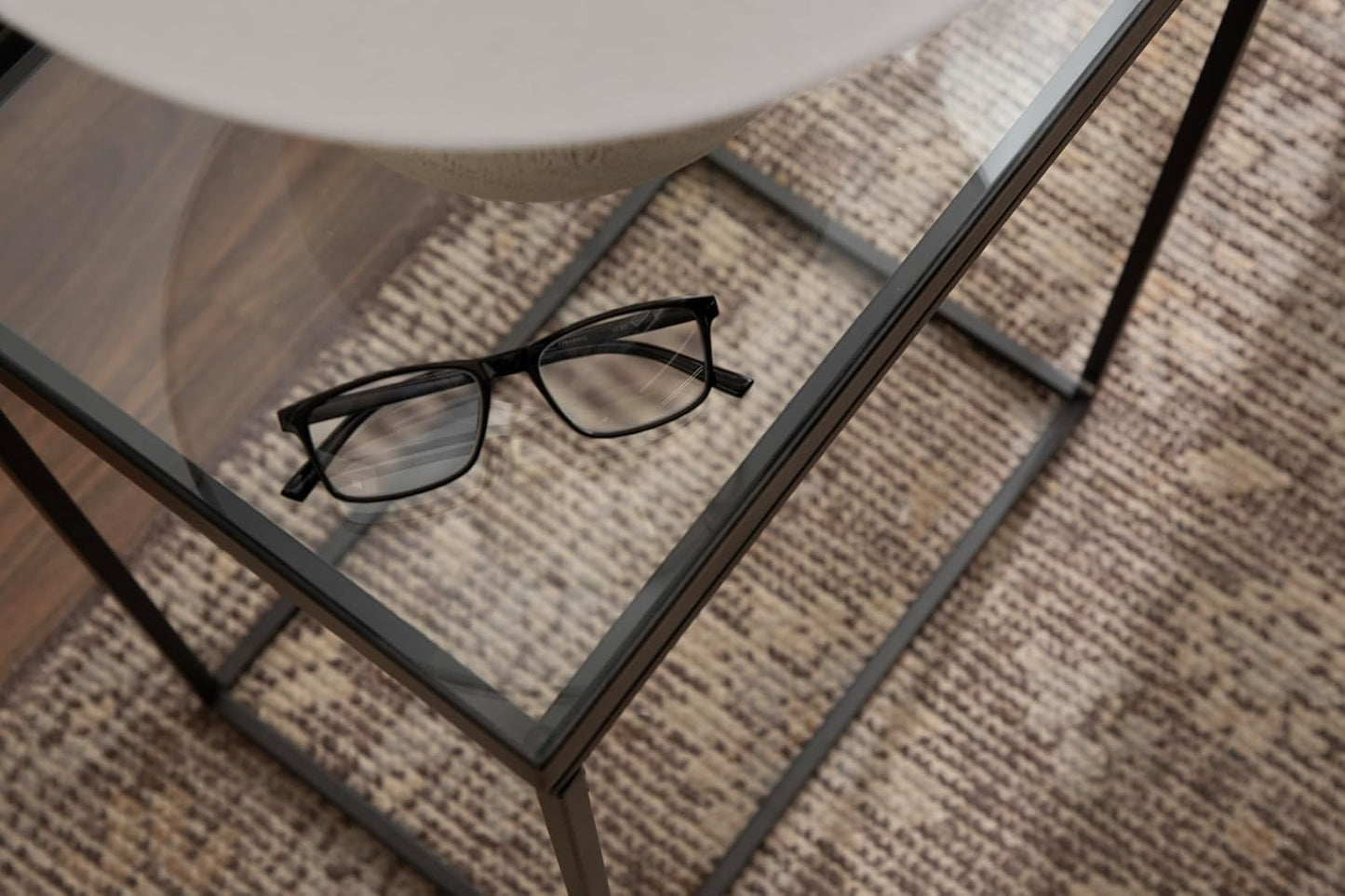 Kate and Laurel Lonsdale Modern Glass Narrow End Table; 18 x 12 x 24; Clear Glass and Black; Decorative Contemporary Glass and Metal Side Table for Use as Bedroom Nightstand or Living Room Accent