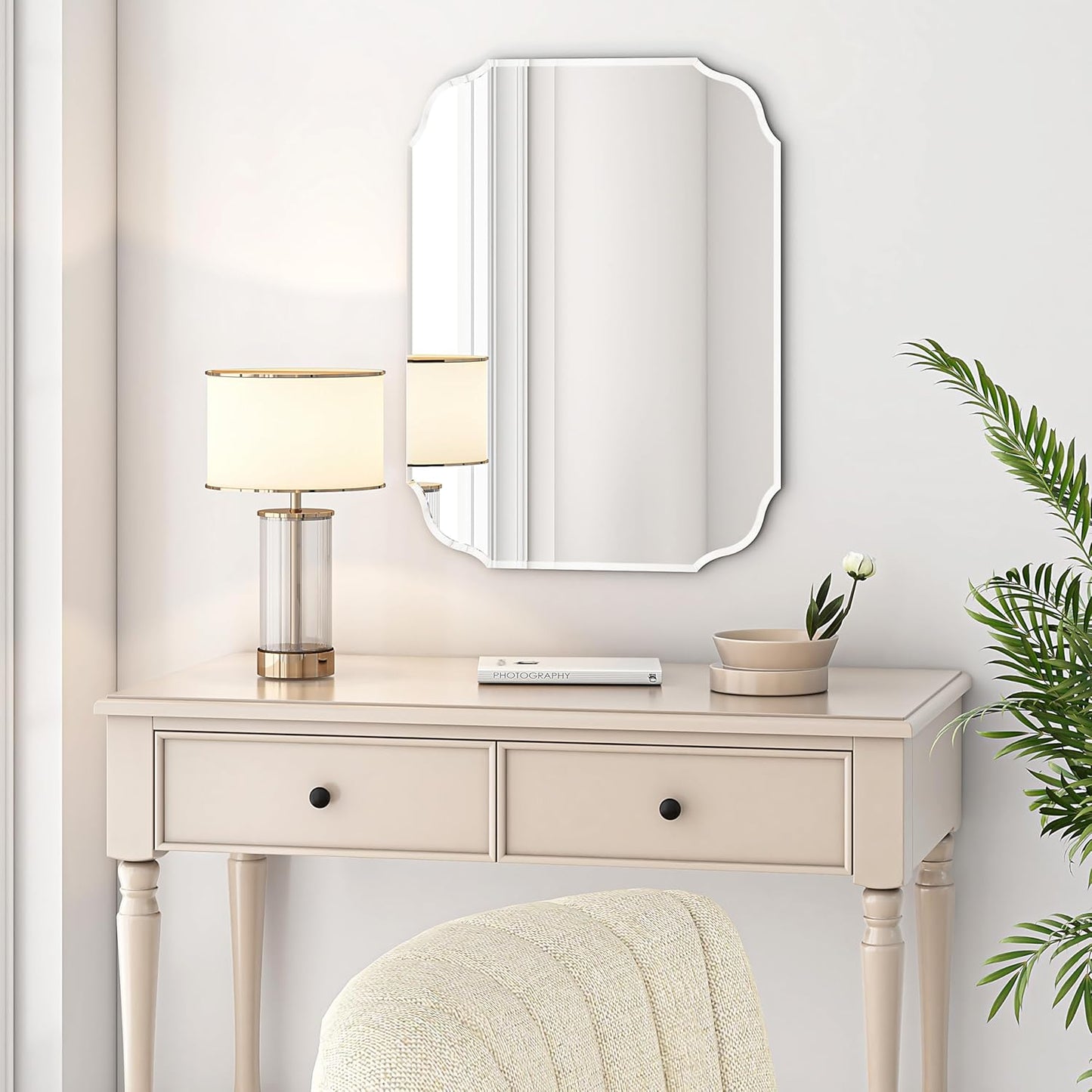 KOHROS Silver Bathroom Mirror 18" x 24" Frameless Rectangle Beveled Edge Bathroom Vanity Mirror for Over Sink, Wall Mirror for Small Bathroom Vanity Bedroom Hanging Horizontally or Vertically