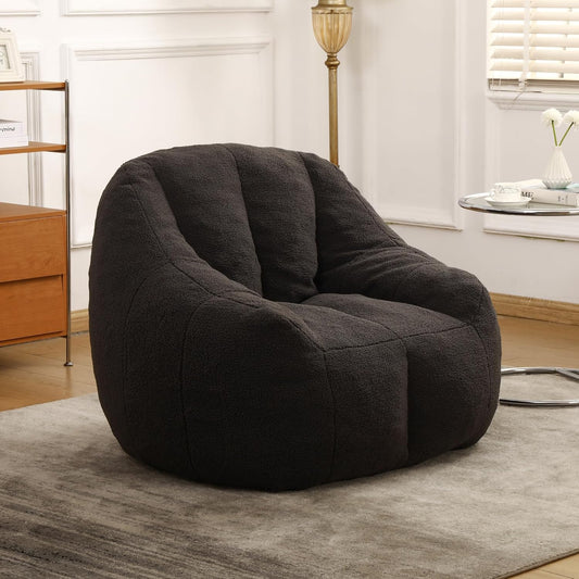Furniliving Bean Bag Chair, Oversized Bean Bag Couch for Adults Comfy Bean Bag Sofa with Back Support, Large Bean Bag Chair Lazy Sofa for Living Room Bedroom, Darkgrey, Teddy