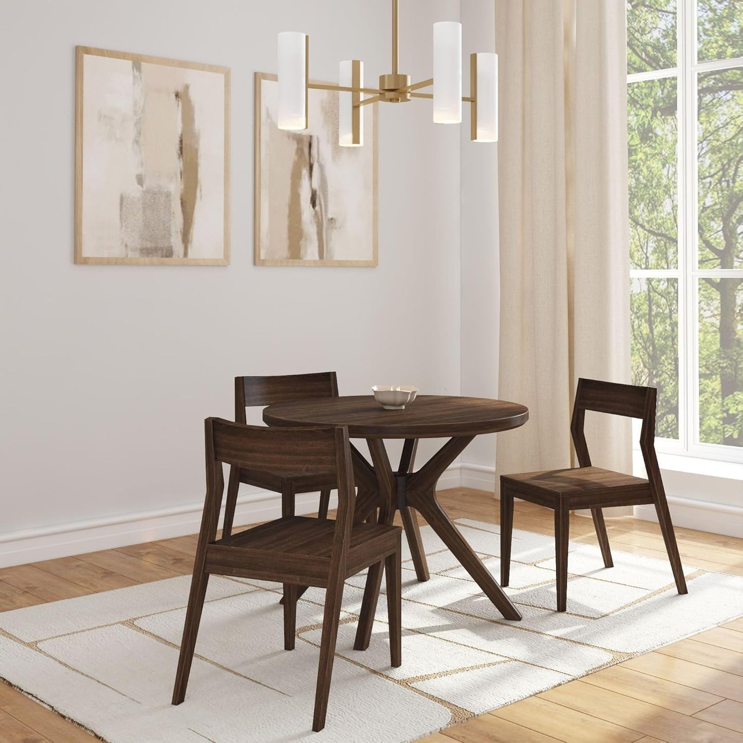 Plank+Beam Verso Round Dining Table, 38 Inch Solid Walnut Kitchen & Dining Room Table