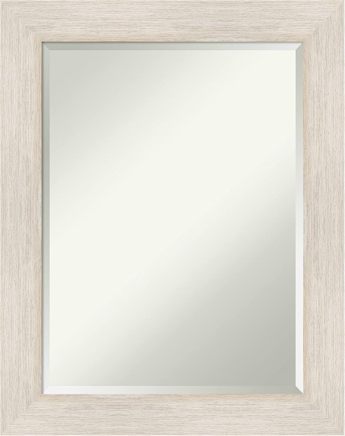 Amanti Art White Bathroom Mirror for Over Sink, 29x23 Hardwood White Wash Rectangle Vanity Mirror, Medium Rustic Farmhouse Wood Frame, Hangs Horizonally and Vertically, Bathroom Wall Decor, Beveled