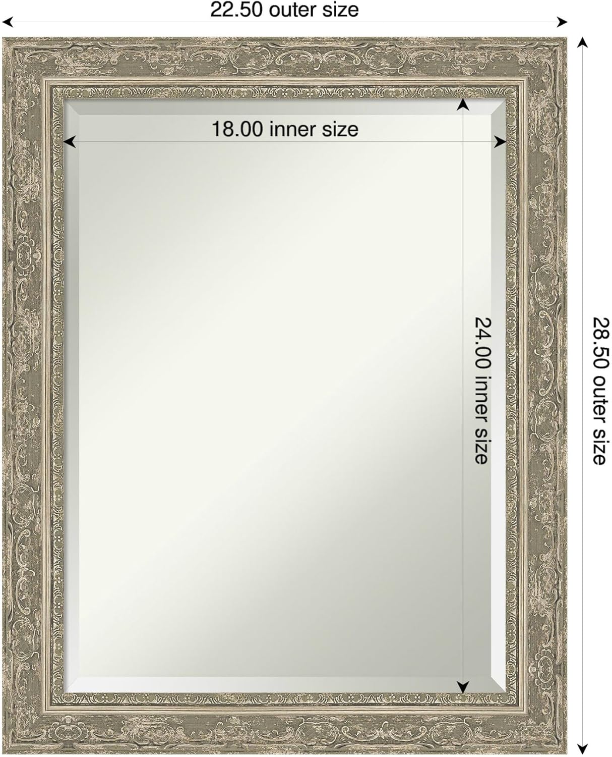 Amanti Art Bathroom Mirror for Over Sink, 29x23 Filigree Silver Rectangle Vanity Mirror, Medium Traditional Frame, Hangs Horizonally and Vertically, Bathroom Wall Decor, Beveled Edge