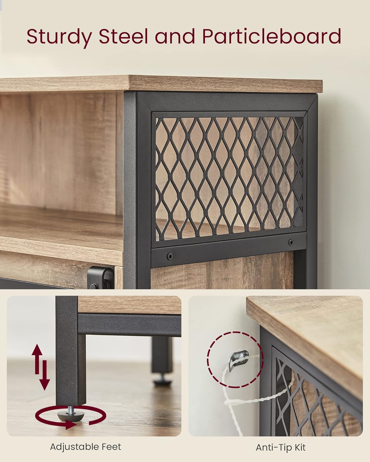 VASAGLE Buffet Cabinet, Coffee Bar Storage Cabinet, Sideboard with 1 Sliding Barn Door, Adjustable Shelves, 11.8 x 27.6 x 31.5 Inches, for Living Room, Camel Brown and Ink Black ULSC089B50