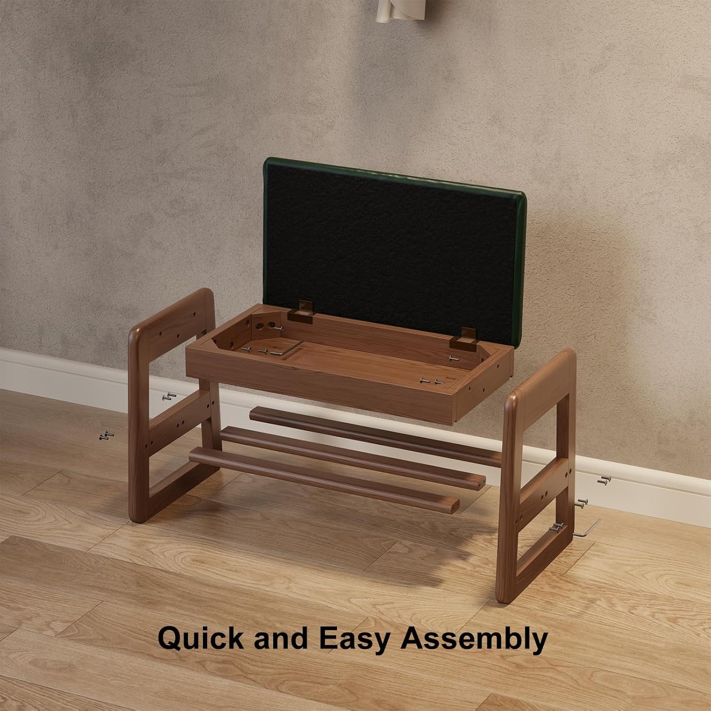 Small Shoe Bench with Leather Cushion,2 Tiers Shoe Rack Bench with Flip-Top Storage,Wood Shoe Rack for Entryway（Green,23.62"