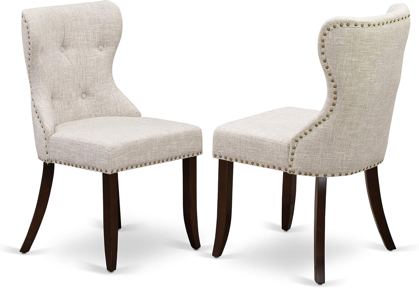 East West Furniture OXSI5-MAH-35 5 Piece Kitchen Table & Chairs Set Includes a Square Dining Room Table and 4 Doeskin Linen Fabric Parson Dining Chairs, 36x36 Inch, Mahogany