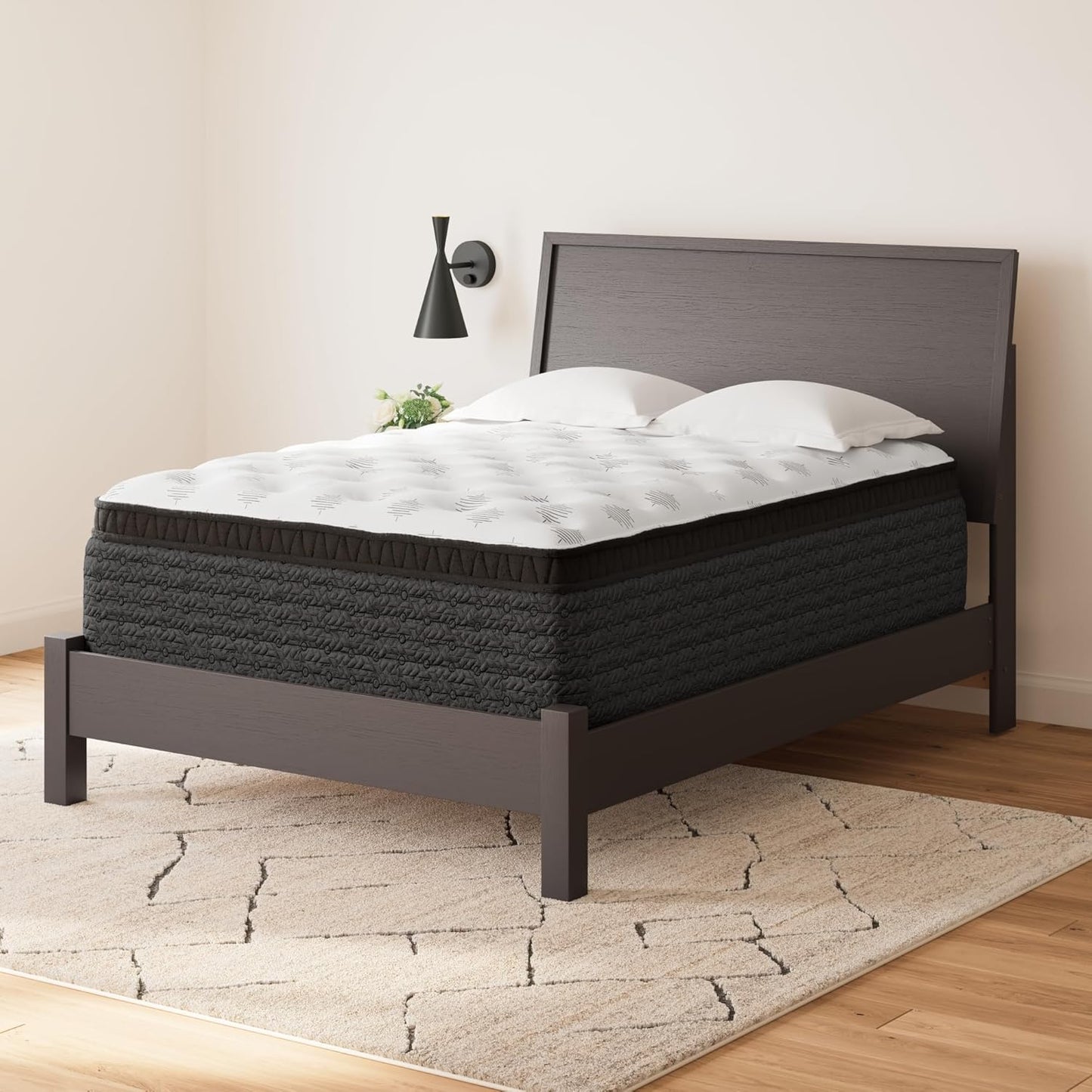 Signature Design by Ashley Queen Size Ultra Luxury 16 Inch Hyper Cool Euro Top Hybrid Mattress with Cooling Gel Memory Foam, Fiberglass Free, Mattress In A Box