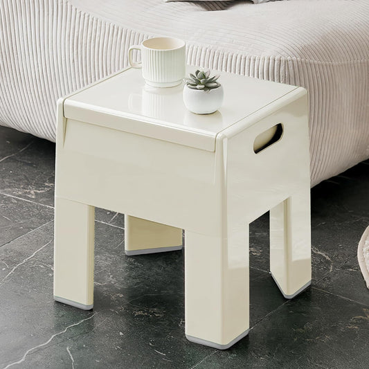 Nightstand Bedside with Storage Space, Multifunctional Colorful Plastic End Table Small Side Table for Bedroom, Dorm and Small Spaces, Easy Assembly(14.7" D x 11.8" W x 15.8" H, White)