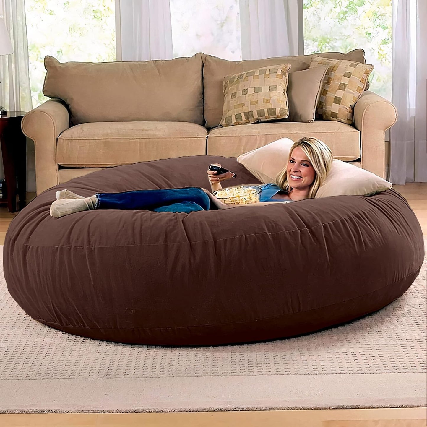 Jaxx 6 Foot Cocoon - Large Bean Bag Chair for Adults, Microsuede Chocolate
