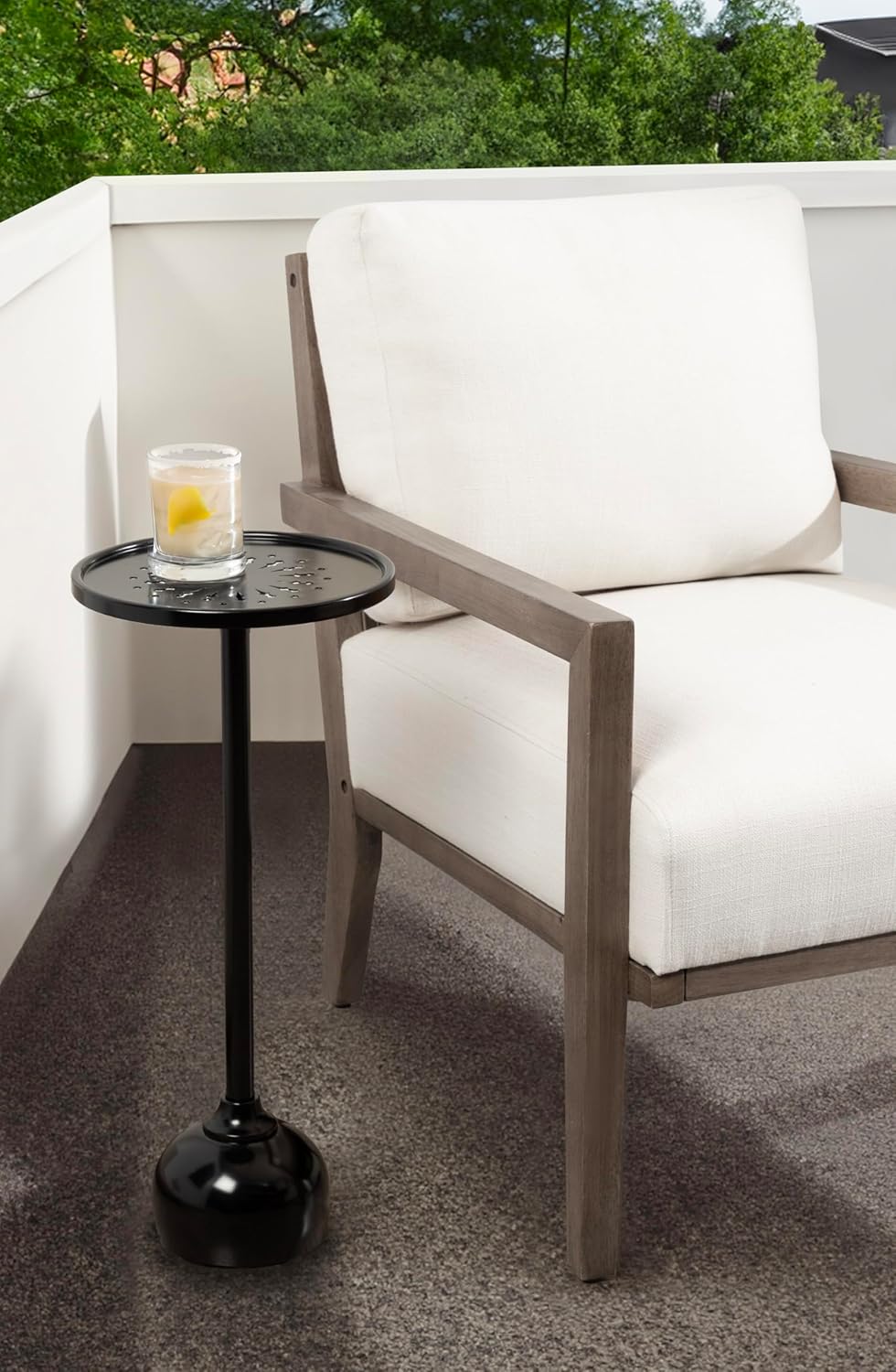 Kate and Laurel Miki Modern Pedestal Drink Table, 10 x 10 x 23, Black, Decorative Accent Patio Table for Use as Plant Stand Indoors or Outdoors or as a Living Room Martini Table