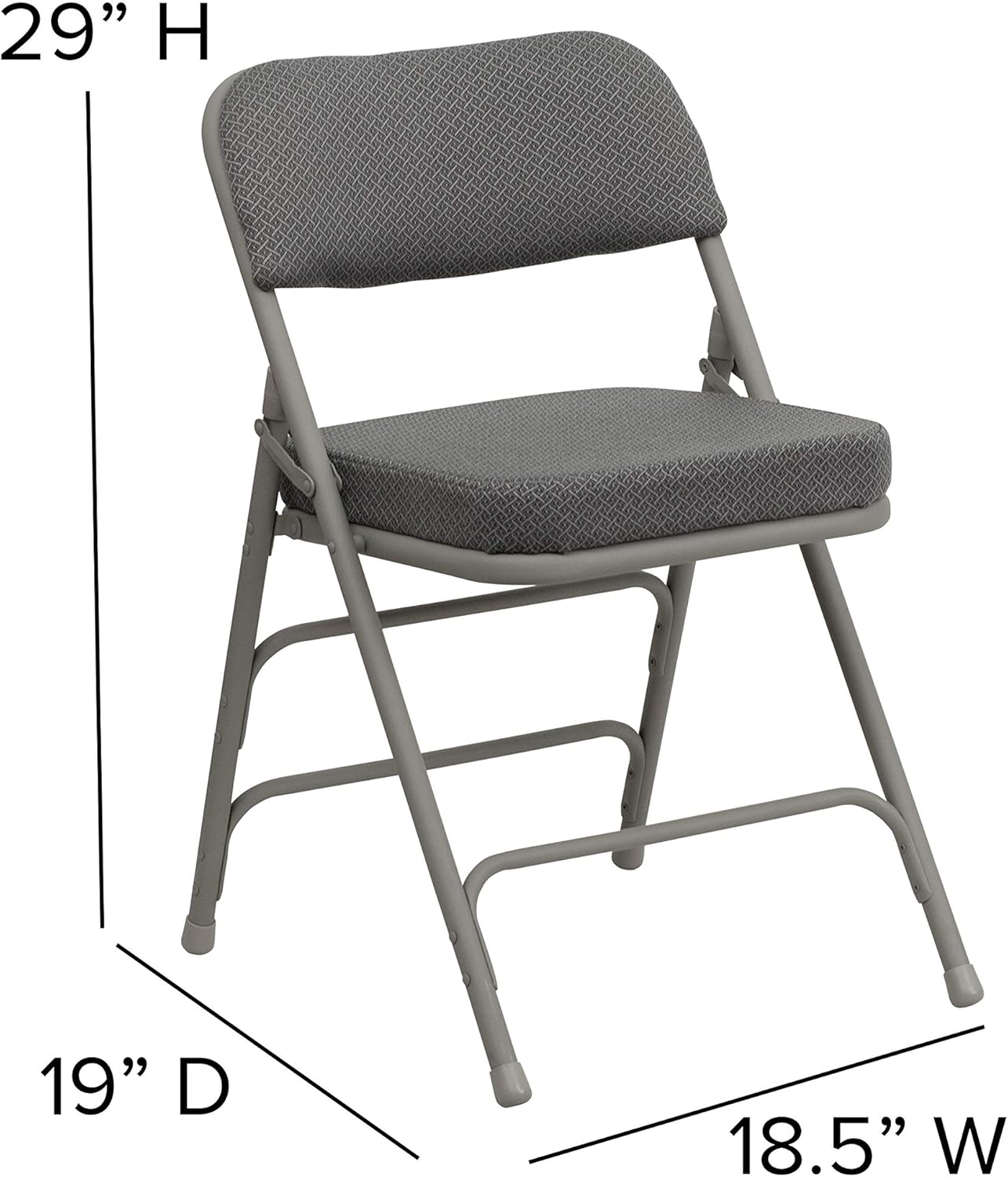 Flash Furniture Hercules Series Metal Folding Chairs with Cushioned Seat, Fabric Upholstered Event Chairs with 300-lb. Static Weight Capacity, Set of 4, Gray
