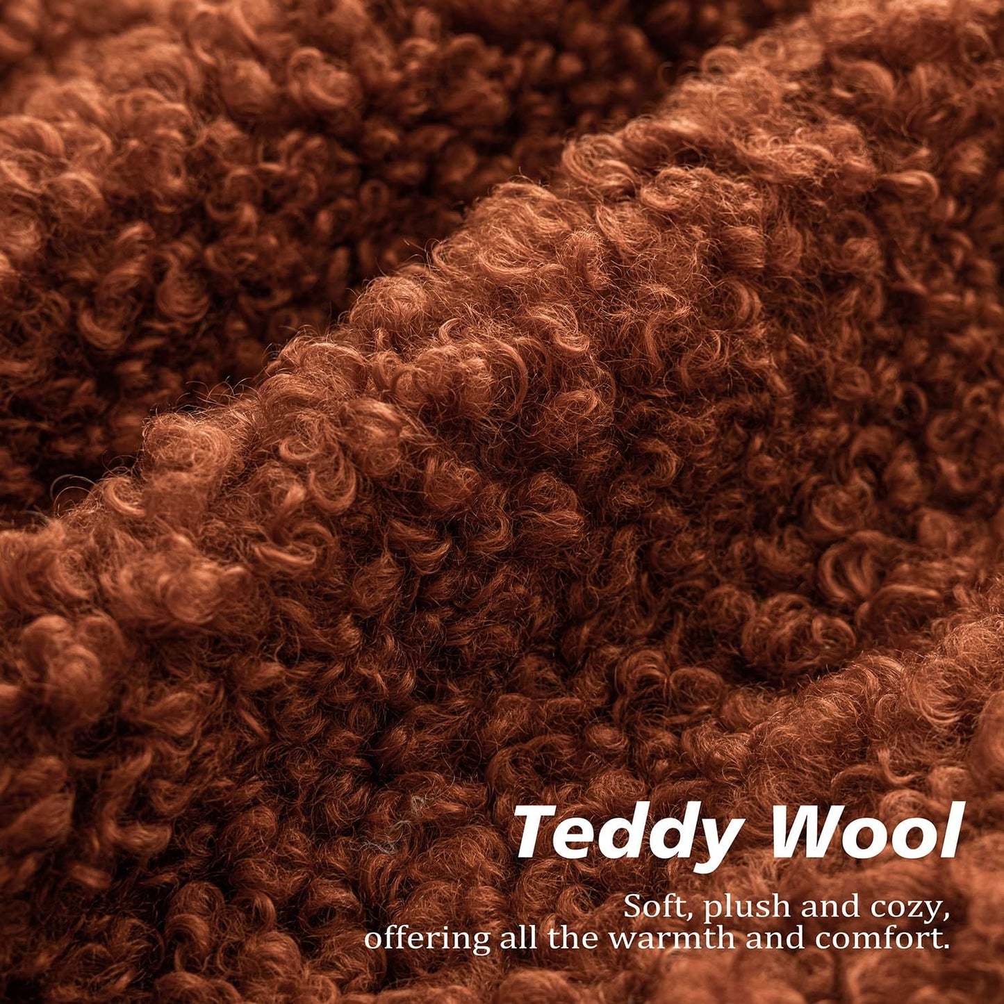 Foindtower Set of 2 Curly Teddy Wool Pillow Covers Decorative Boucle Textured Lumbar Throw Pillow Faux Fur Sherpa Pillowcases Sheepskin Fuzzy Cushion Case for Sofa Bedroom Car 12"x20" Hazel Brown