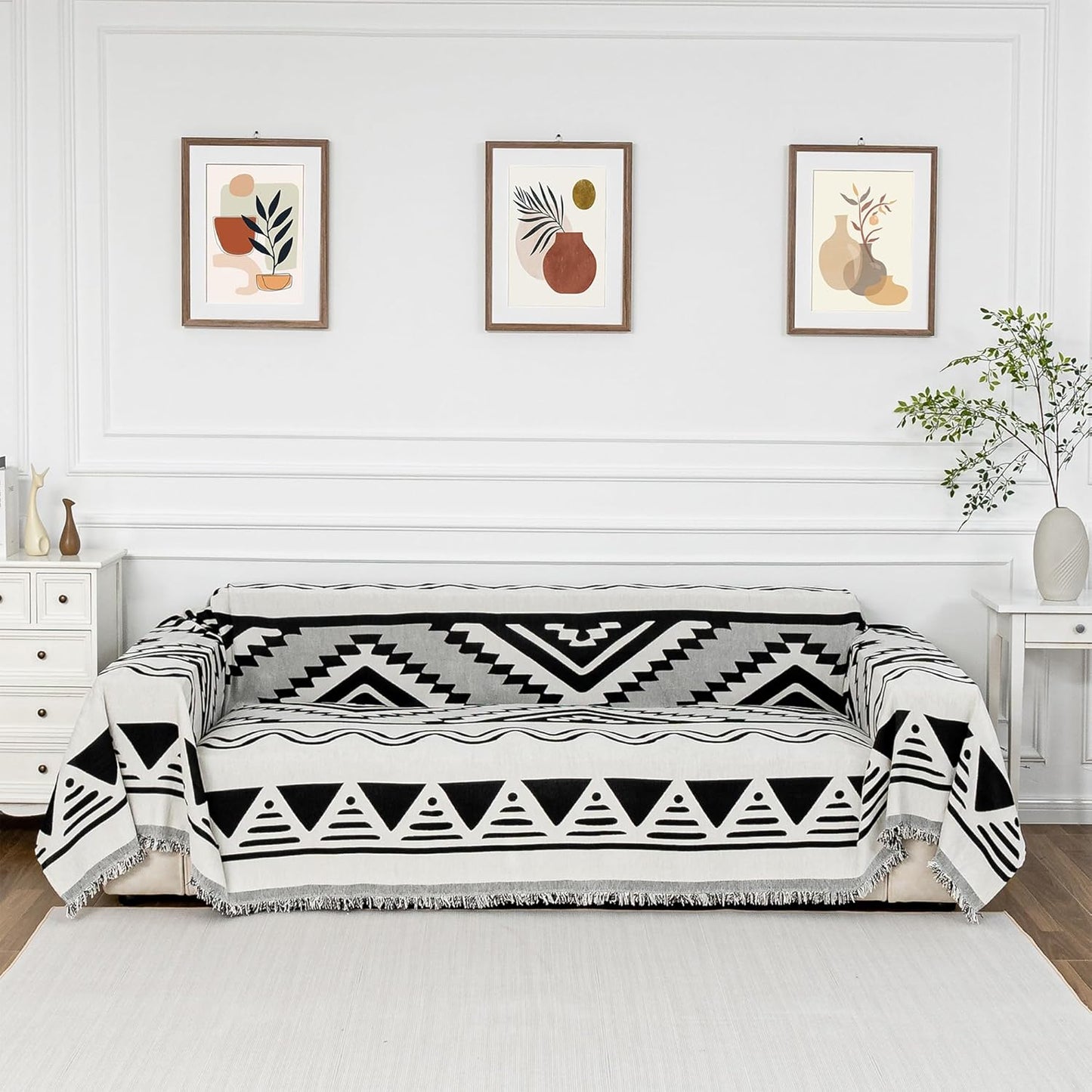 MYSKY HOME Couch Cover for Sectional Sofa Set Boho Geometric Furniture Sofa Cover Washable for Dog Cat Pets Couch Cover 3 Seat Sofa Chenille Couch Protector Multi-Use Couch Cover Blanket, 71" X134"