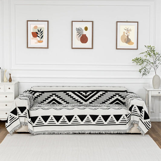 MYSKY HOME Couch Cover for Sectional Sofa Set Boho Geometric Furniture Sofa Cover Washable for Dog Cat Pets Couch Cover 3 Seat Sofa Chenille Couch Protector Multi-Use Couch Cover Blanket, 71" X134"