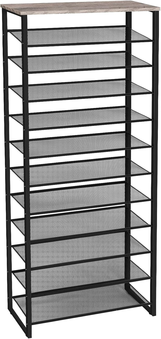 HOOBRO Shoe Rack, 12-Tier Shoe Storage Organizer, Large Capacity Shoe Shelf for Front Door Entrance, Entryway, Closet, Holds 36-48 Pairs of Shoes, Closet, Greige and Black BG127XJ01