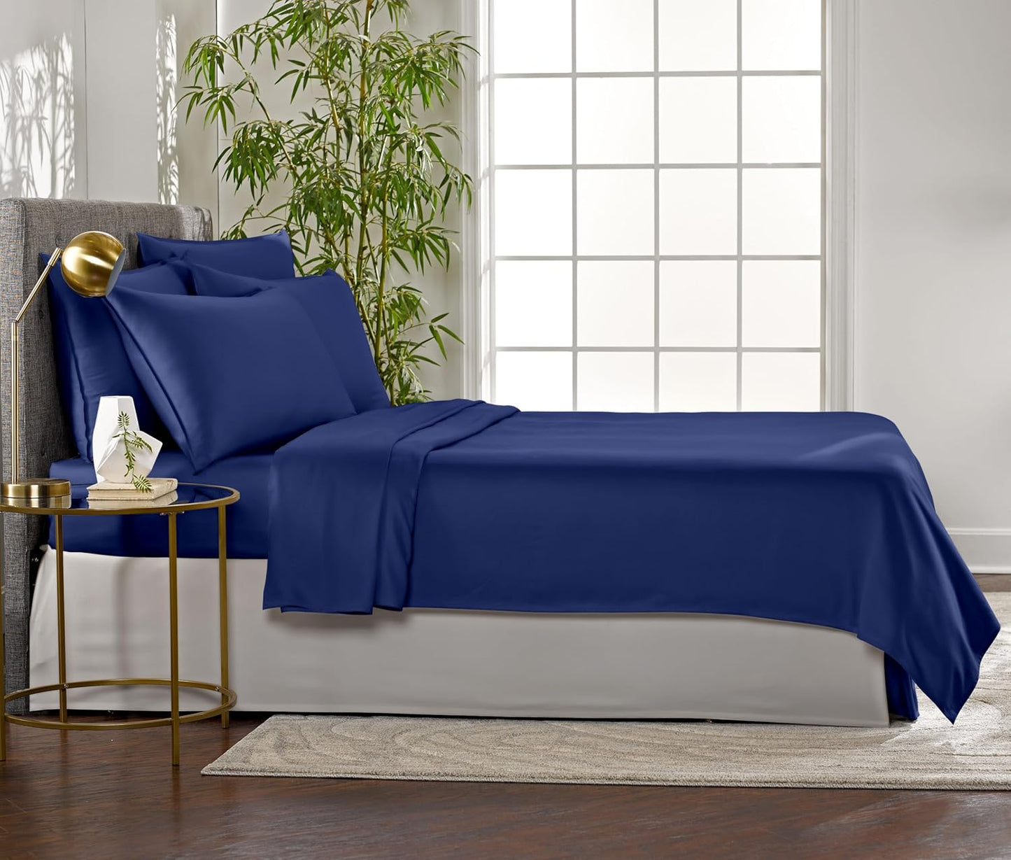 Queen Sheets by Pure Bamboo, Genuine 100% Organic Viscose Derived from Bamboo Bed Sheet Set, Luxuriously Soft & Cooling, Double Stitching, Lifetime Quality Promise (Queen, Cobalt Blue)