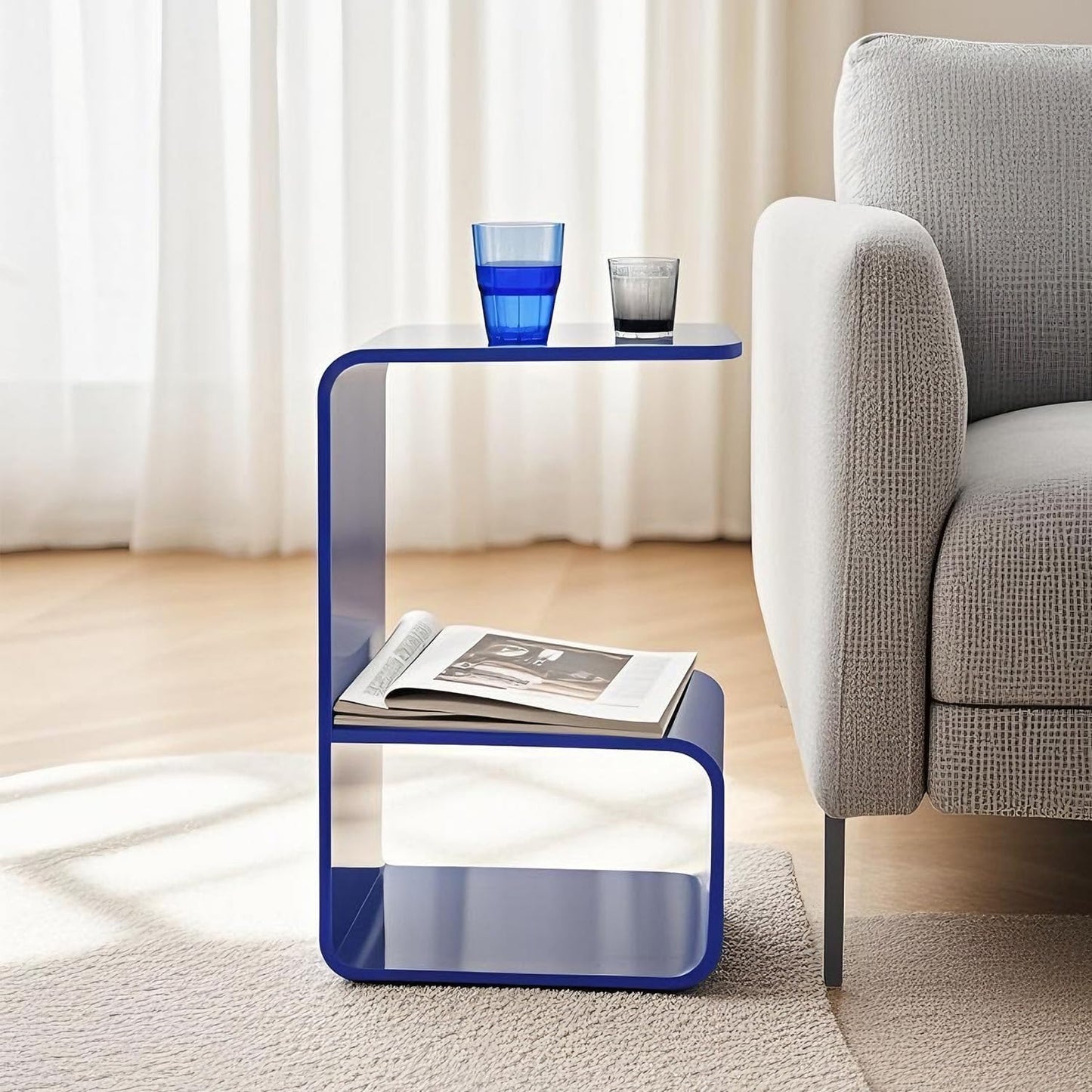 Acrylic End Table for Nightstand,21" H C-Shaped End Table for Living Room,Bathroom,Bedside Table for Bedroom.Side Tables for Living Room for Small Spaces