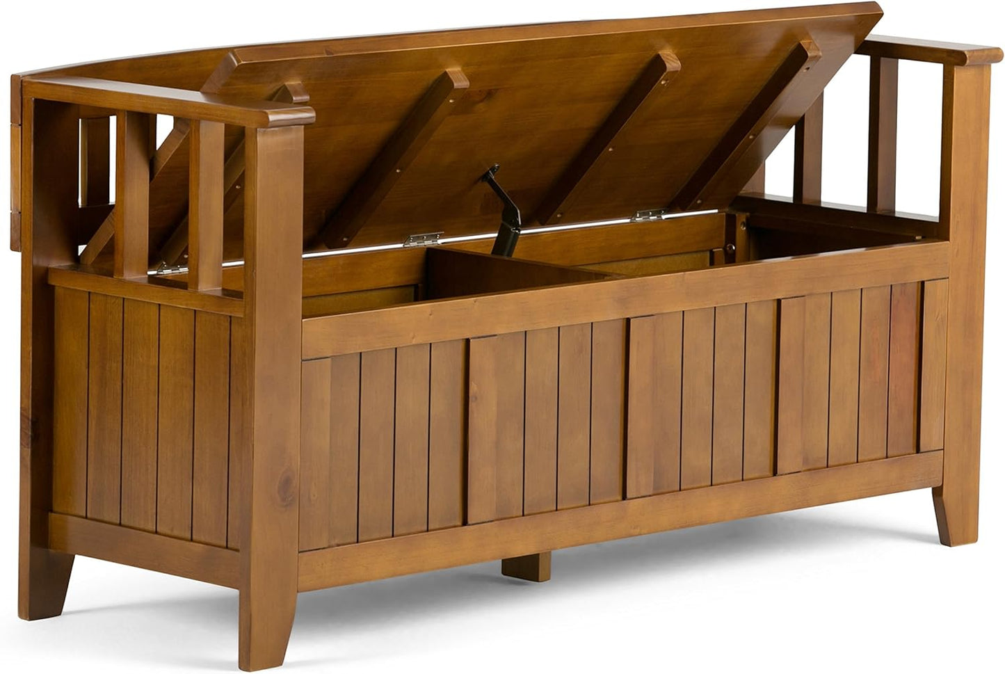 SIMPLIHOME Acadian Entryway Storage Bench - 48 inch Wide Solid Wood Hallway Seat in Light Avalon Brown, Transitional Bench for Entryway or Living Room with Lift-Up Lid and Spacious Storage