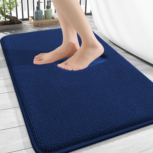 OLANLY Thick Memory Foam Bath Mat Rug 30x20, Extra Soft Absorbent Bathroom Rug, Quick Dry Bath Mats, Non-Slip, Machine Washable Carpet for Bathroom, Tub and Shower, Home Decor Accessories, Navy