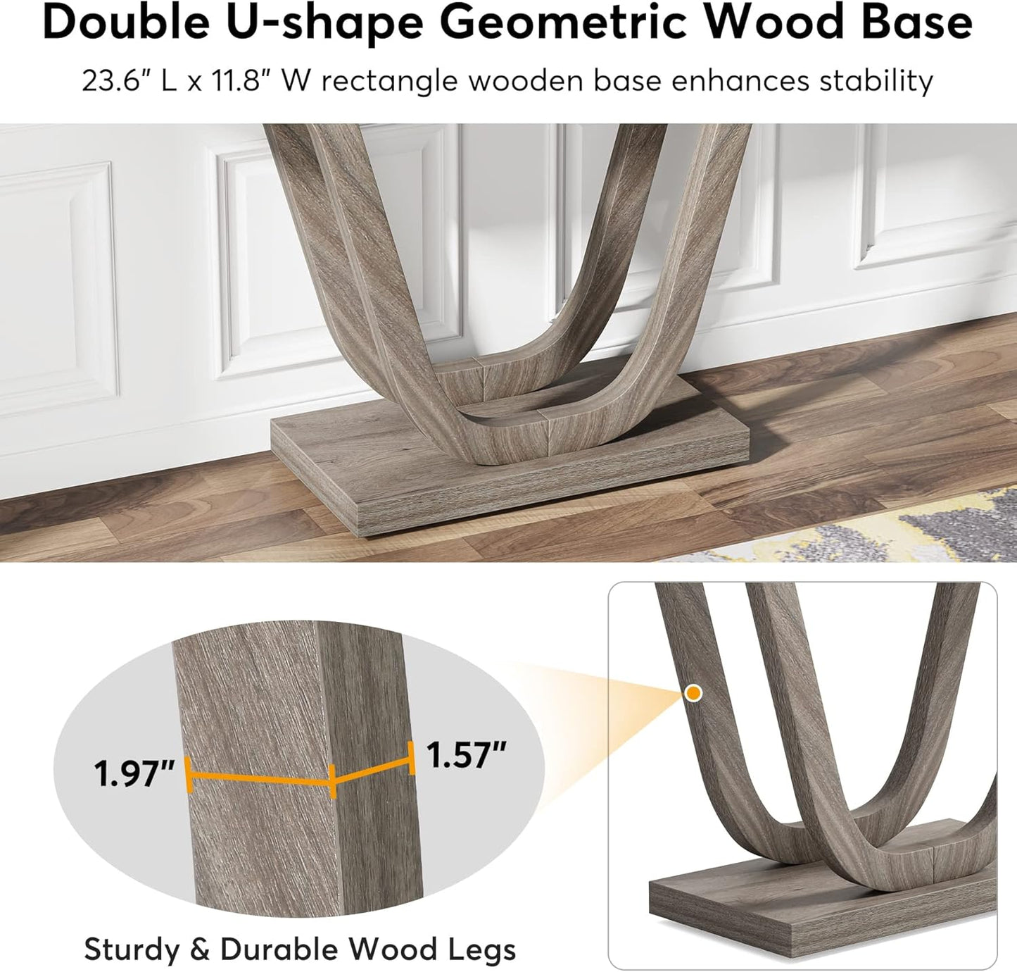 Tribesigns Farmhouse Console Table, 55 Inch Wood Sofa Table Entryway Table, Modern Narrow Hallway Tables Foyer Tables for Entryway, Living Room, Light Grey