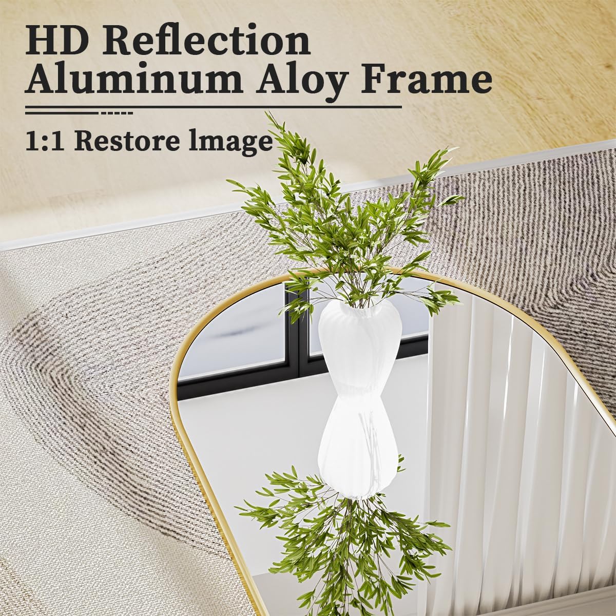 Arched Full Length Mirror, 64" x 21" Arch Floor Mirror with Stand, Full Length Wall Mirror Hanging or Leaning Arched-Top Full Body with Stand for Bedroom, Dressing Room, Gold