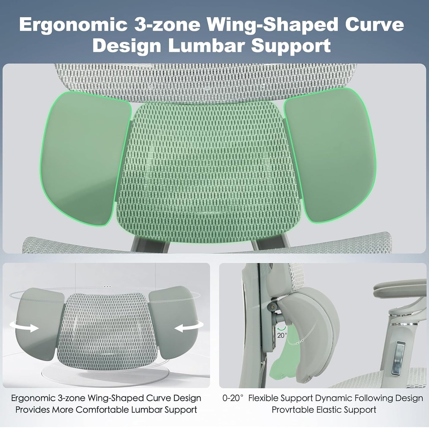 Ergonomic Mesh Office & Gaming Chair | 3D Lumbar Support, 6D Adjustable Armrests, Retractable Footrest | SGS Class 4 Certified | High Back Desk Chair for Home Office, Supports 400lbs