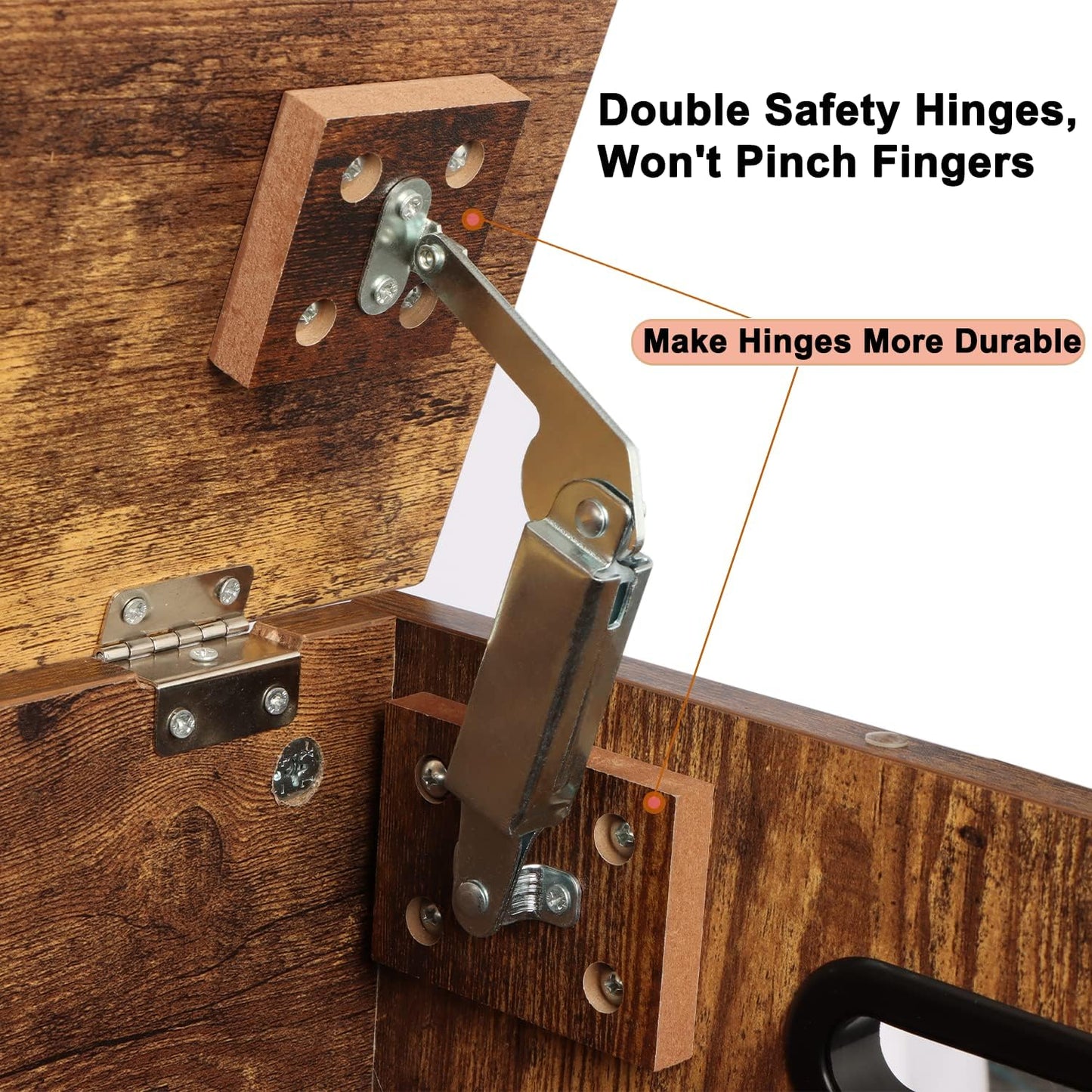 Storage Chest, Wooden Storage Bench, Entryway Shoes Bench with 2 Safety Hinges, Retro Storage Trunk for Living Room, Bedroom, 15.7 x 31.5 x 18.9 Inches, Rustic Brown