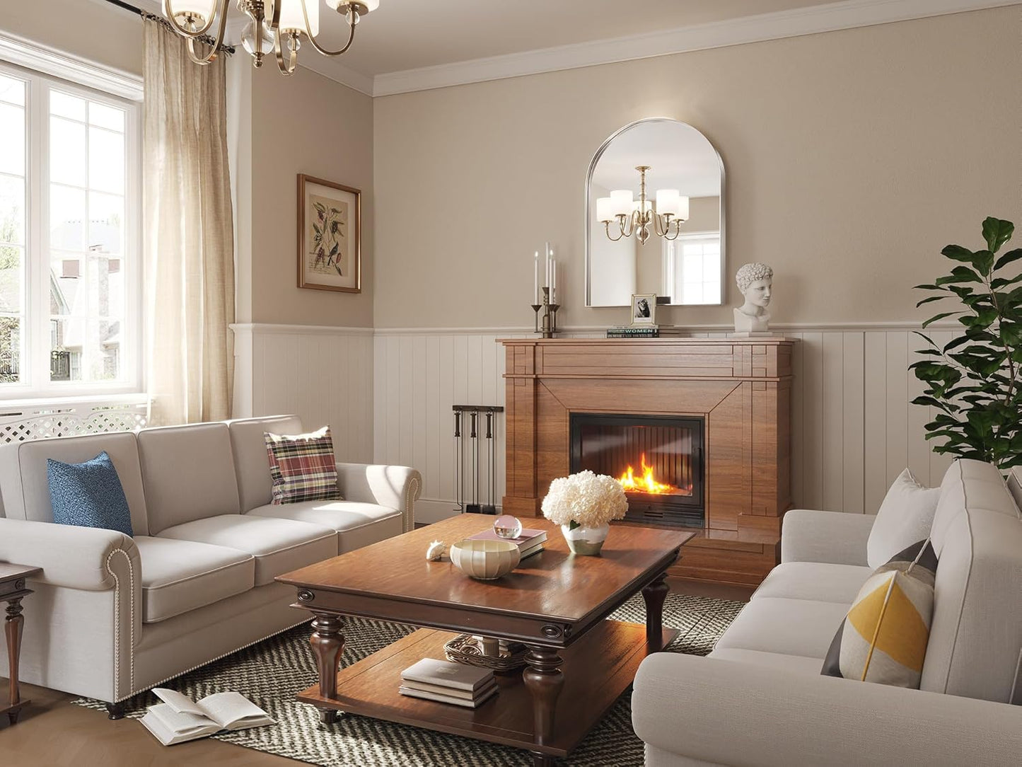 Brightify Arched Mirror, Arched Wall Mirror, 32 x 40 Inch Silver Arch Mirror, Metal Frame Silver Bathroom Mirror, Arched Top Bathroom Vanity Mirror for Living Room Bedroom Mantel Entryway Hallways