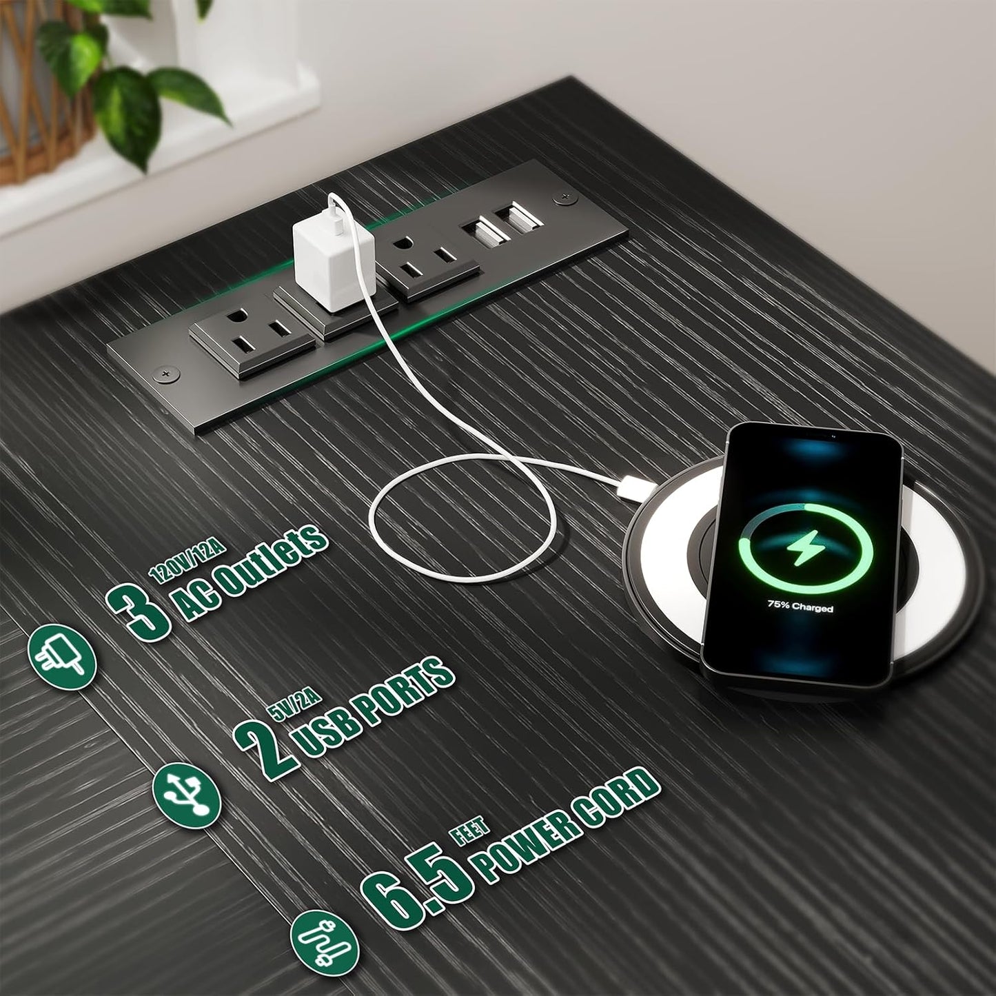 66" L Shaped Computer Desk, 94.4'' Home Office Desk with Power Outlets, 4 Adjustable Storage Drawers & 2 Monitor Stands, Large Two Person Gaming Table for Writing Study, Black