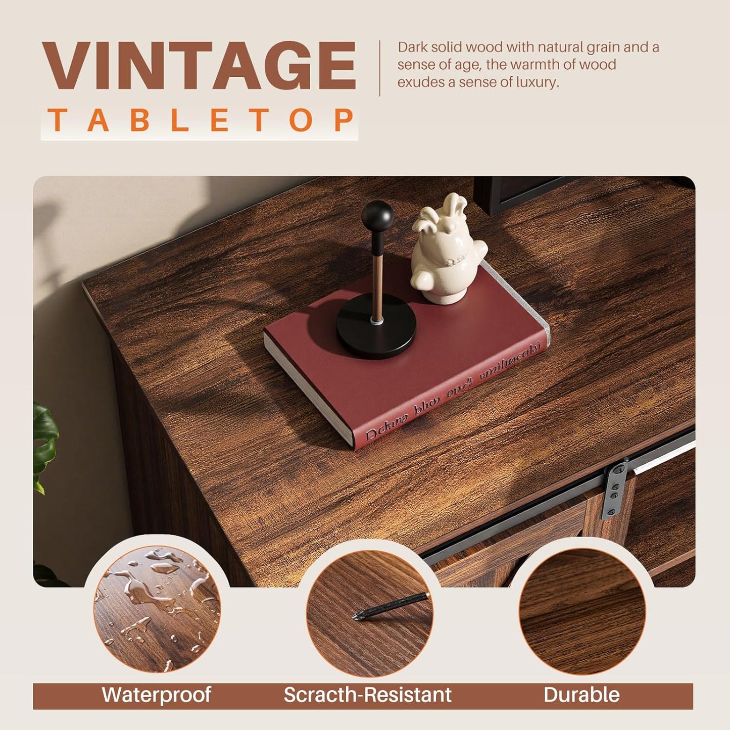 Sweetcrispy TV Stand for Televisions up to 65 Inch Farmhouse Entertainment Center with Storage Cabinets Sliding Barn Doors Modern Living Room Furniture Media Console Table for Bedroom, Brown