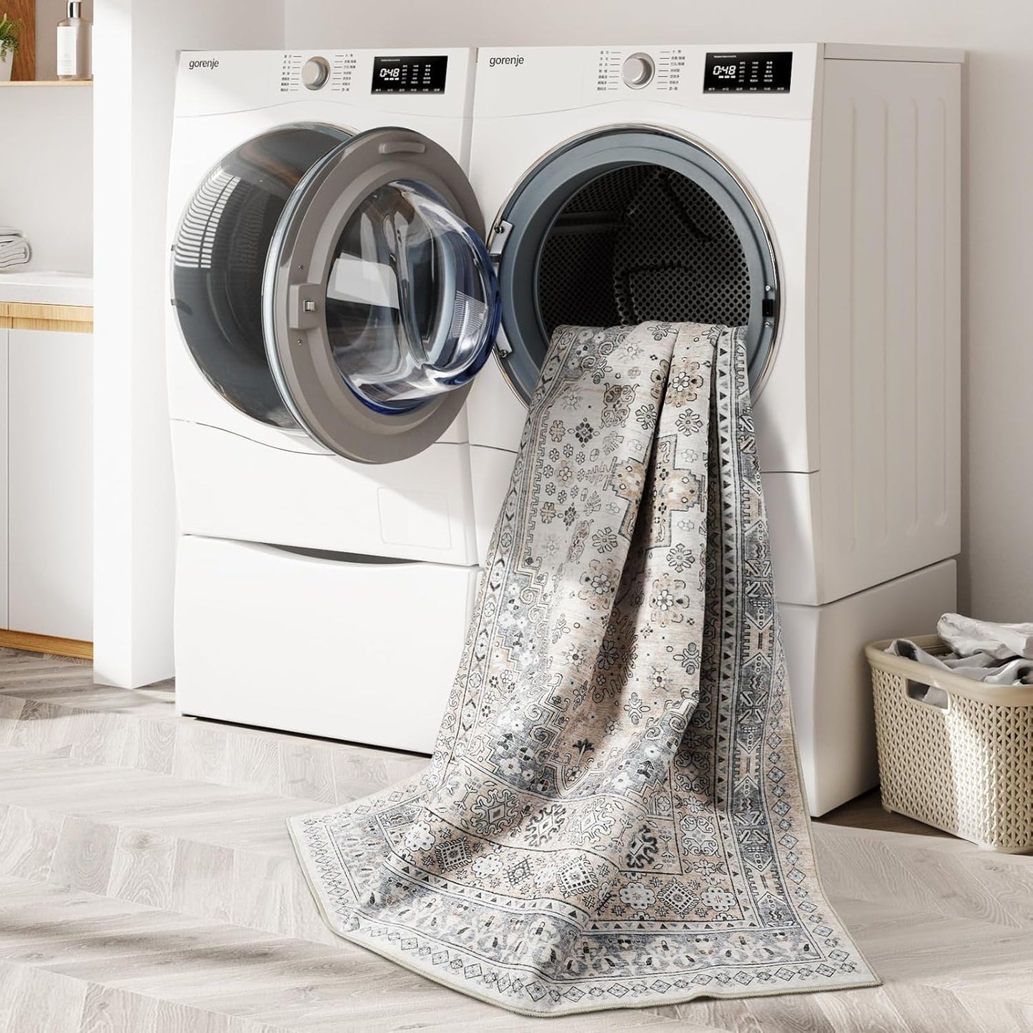 zesthome 2x6 Runner Rug for Hallways, Machine Washable Rug, Non Slip Vintage Low Pile Runners, Stain Resistant Runners for Entryway, Kitchen, Bathroom, Laundry Room, Corridor