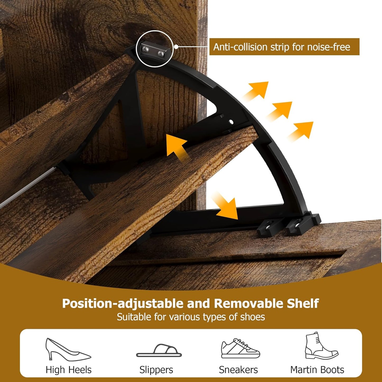 GarveeHome Shoe Cabinet Rattan with 3 Flip Drawers and 4-Tier Shoe Storage Cabinet, Freestanding Shoe Organizer with Adjustable Shelves for Entryway, Closet, Hallway (Brown)