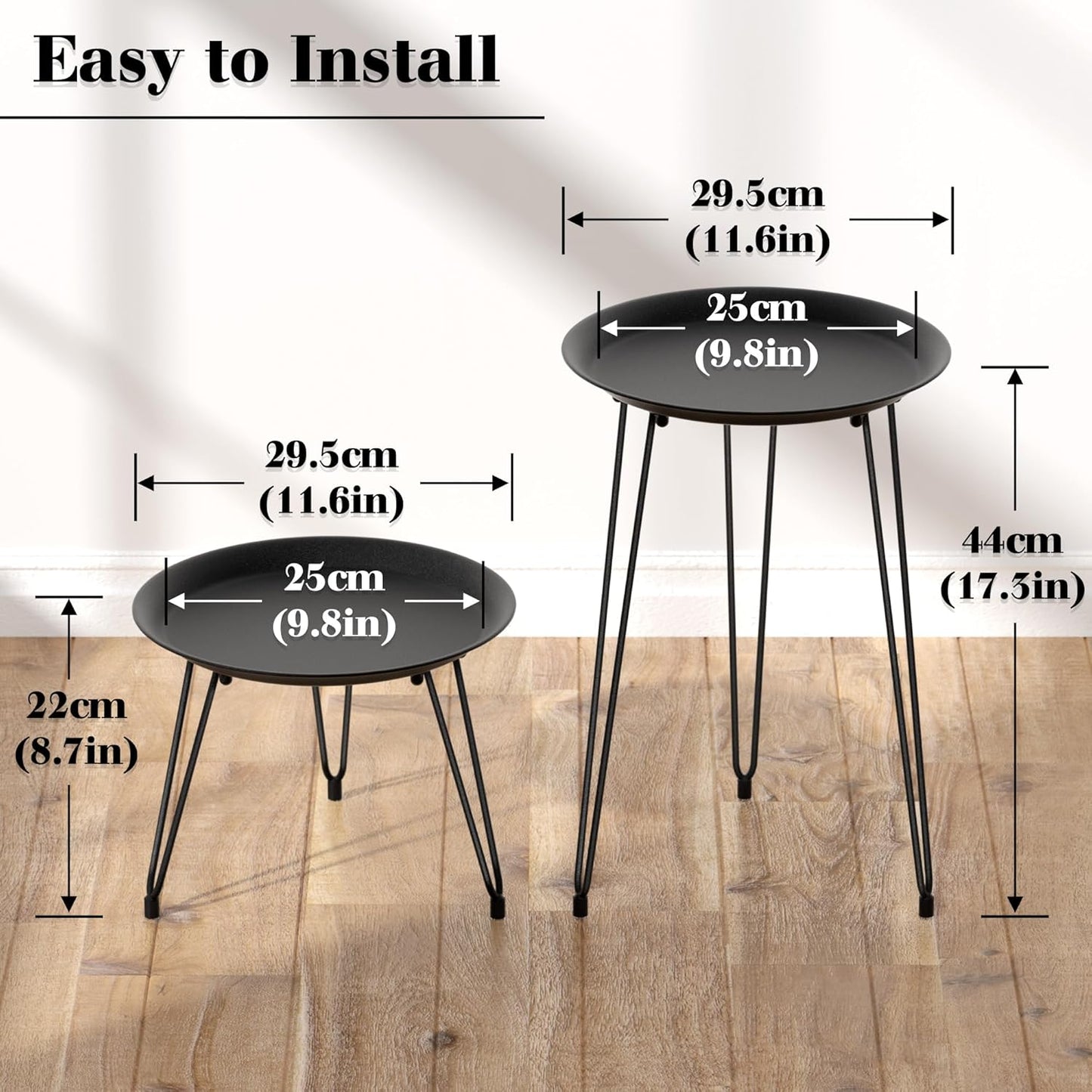 SUEH DESIGN Plant Stand Indoor, Metal Plant Stand Round Plant Table Heavy Duty Plant Stool Flower Pots for Indoor Outdoor Home Decor, 2 Pack Short & Tall