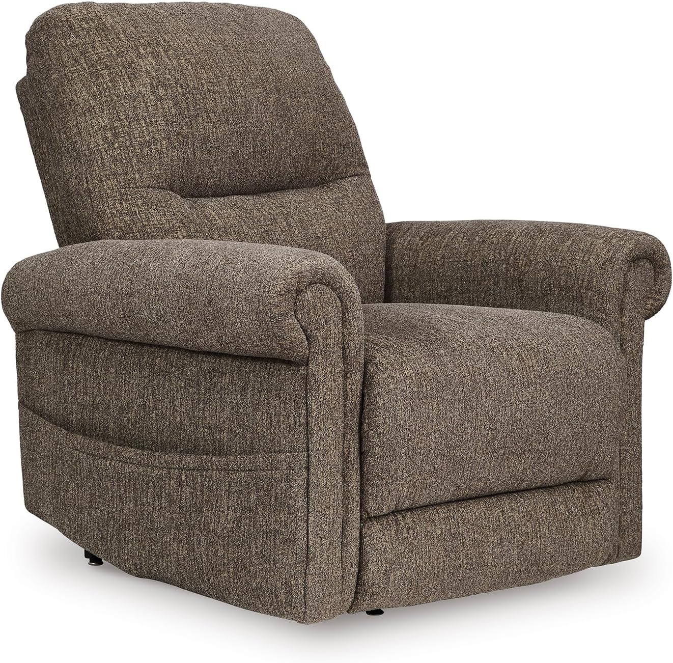 Signature Design by Ashley Aureta Classic Stain Resistant Power Lift Recliner with Side Pocket, Heat and Massage, Dark Brown