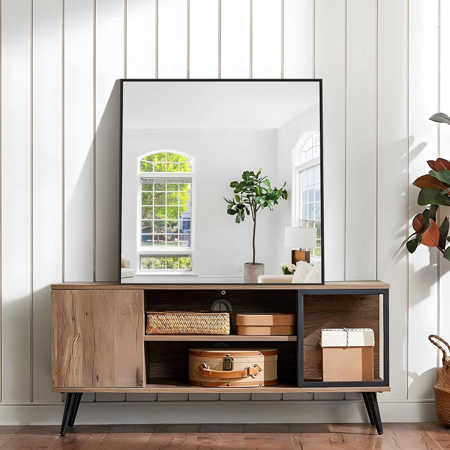 KOCUUY Bathroom Mirror,30x30 Square Black Mirror with Aluminum Metal Frame,Black Vanity Wall Mirror Modern Home Decor for Bathroom, Living Room, Farmhouse and Entryway