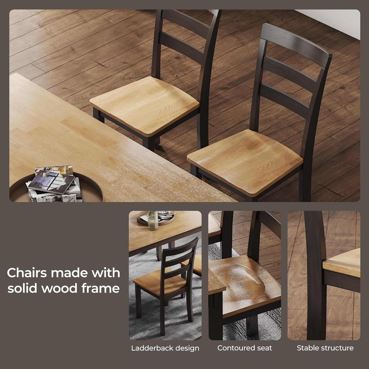 Signature Design by Ashley Gesthaven Casual Dining Table with 4 Chairs and Bench, Set of 6, Light Brown & Dark Brown