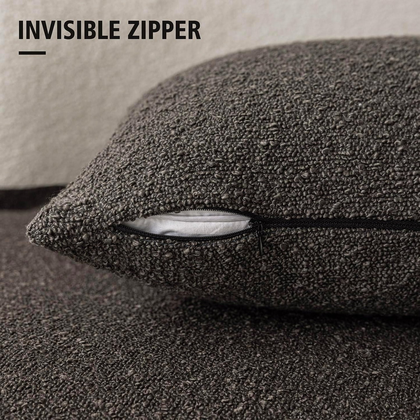 Foindtower Pack of 2, Decorative Textured Boucle Throw Pillow Covers Accent Solid Pillow Cases Cozy Soft Couch Cushion Case for Chair Sofa Bedroom Living Room Home Decor 22 x 22 Inch Dark Brown