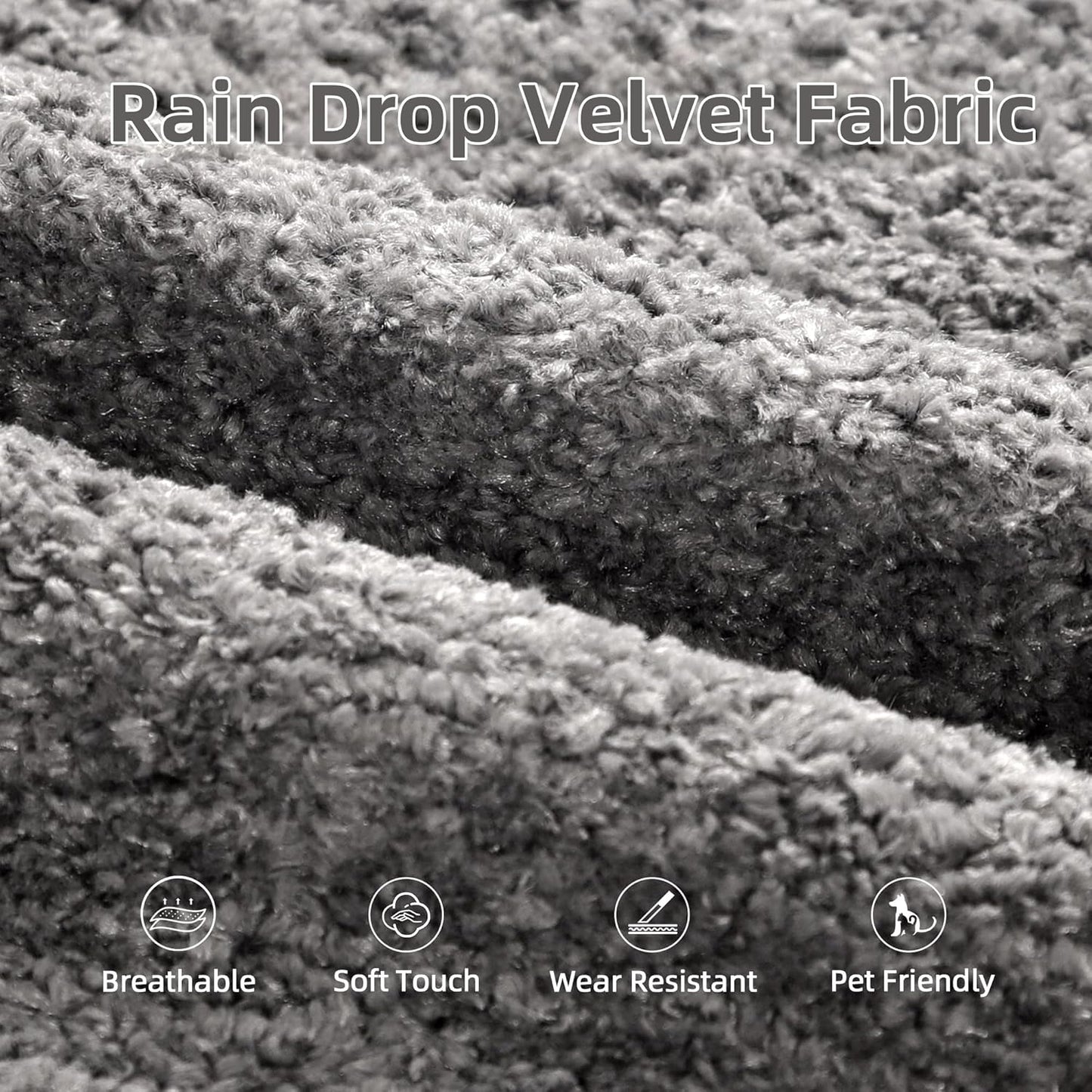 Cloud Sectional Couch, 104”L-Shape Oversized Sofa with Right Chaise Lounge, Modular Sleeper Couch with Pillows & Deep Seat, Rain Drop Velvet Fabric Compressed Sofa for Living Room, Light Gray