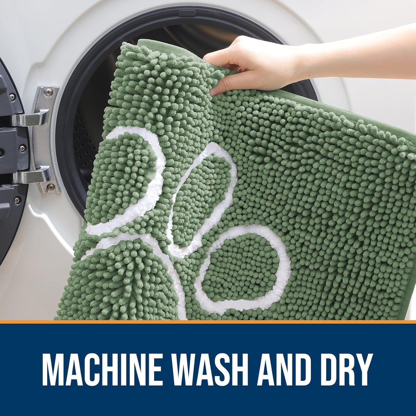 OLANLY Door Mat for Muddy Dog Paws 30x20, Absorbent Chenille Doormat with Paw Print Design, Non-Slip Washable Doormat for Indoor Entryway, Quick-Dry Pet Bed Mats for Dirty Dogs, Olive Green and White