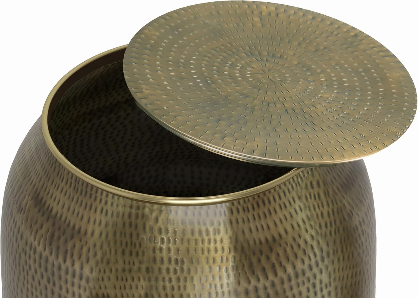 SIMPLIHOME Griffen Contemporary 19 inch Wide Metal Storage Accent Side Table in Antique Gold, Fully Assembled for the Living Room and Bedroom