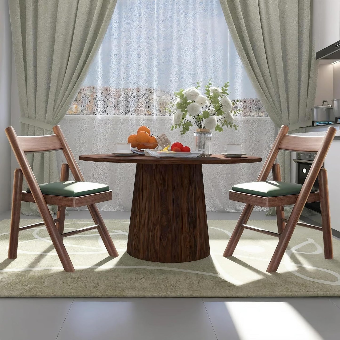 Folding Chairs with Cushion, Solid Wood Padded Foldable Chair, Folding Dinings Chairs Portable and Assembled Seat for Guests Kitchen Office Wedding and Party