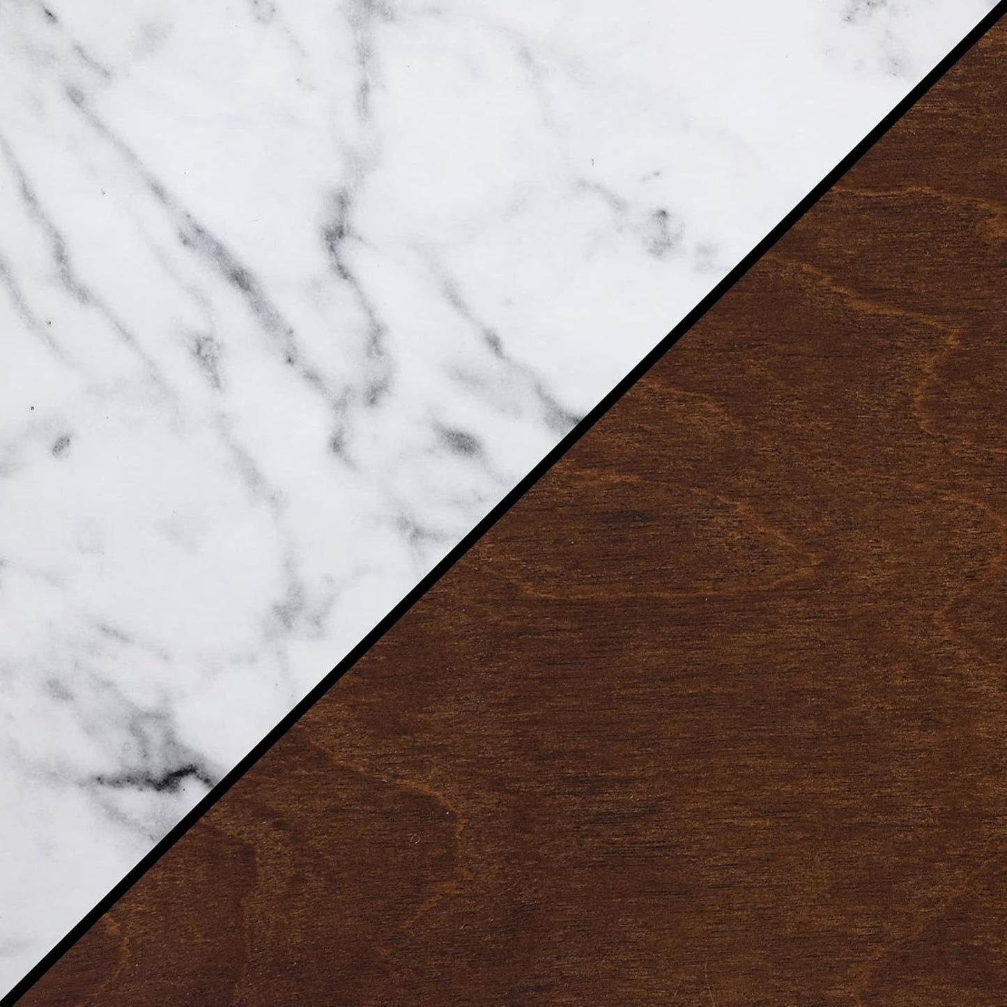 Convenience Concepts American Heritage Round End Table, White Faux Marble / Espresso