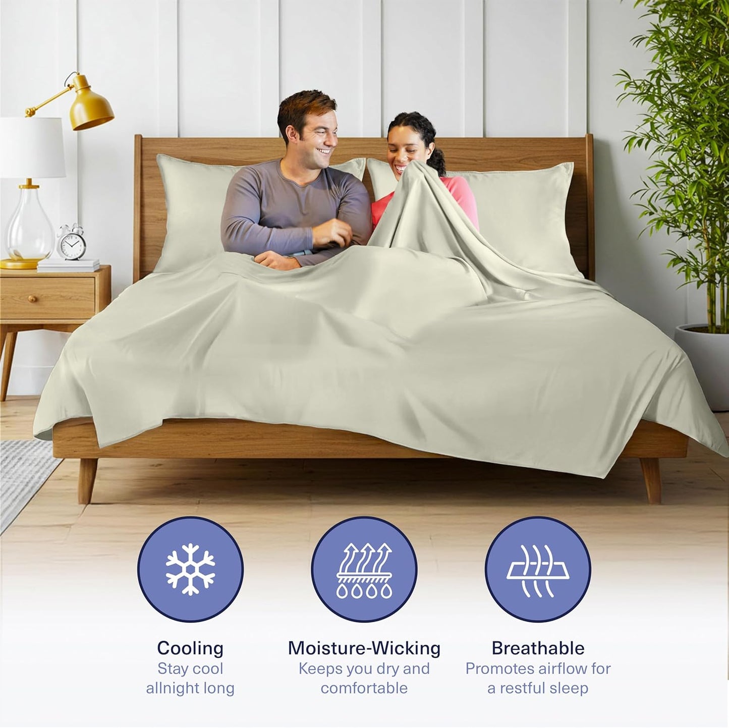 Kickoff Viscose Bamboo Sheets King Size 4-pc 100% Organic Bamboo Viscose Bed Cooling Sheets King Size Set Cool Bedding for hot Sleepers Sheet, Flat, Fitted, Pillowcases (Soft Sage,K)