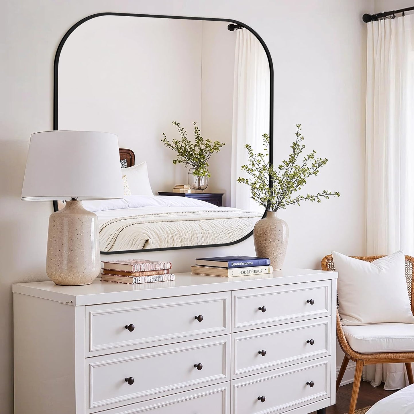 Bathroom Mirrors for Over Sink, 35x35 Vanity Squircle Mirror for Bathroom Sink, HD Shatterproof Square Wall Mirror for Bathroom Washroom Lavatory Restroom Metal Frame